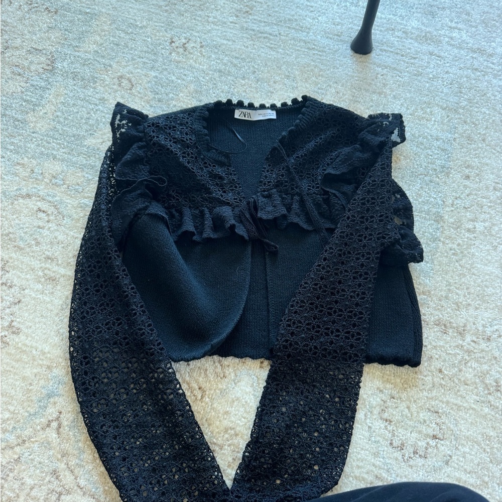 Zara Black Knit Lace Sweater